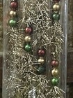 Vintage Style Glass   Tinsel Christmas Tree Red Green Gold Beaded Garland 72 