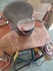 Western Trail Saddle Horse Pleasure Tooled Leather Basket Used Tack Set 16