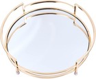 Round 12  Mirror Decor   Golden Tray  Plateau  Bandeja  Metal Mirror Serving  