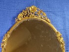 Vintage Frame Gold Oval Mirror Vanity Tray Wall Roses Metal Mid Century Mdrn Mcm
