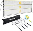 17ft Adjustable Nylon Sports Net Set With Rackets And Ball For Backyard