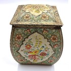 Vintage Decorative Tin Box Floral Bird Design Hinged Lid Storage Container
