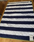 Pottery Barn Kids Alligator Madras Quilt Navy Blue White Stripe Crib Toddler