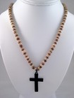New 20  Long Coco Bead Necklace With Metal Cross Pendant By Rue21  n1005