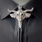 Hand-made Silver Goat s Head Mens Bolo Tie Western Cowboy Alloy Pu Rope Necklace
