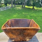 Antique Chinese Basket Grain Rice Measure Wooden Gathering Bucket  1800s