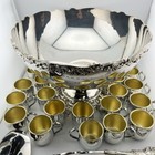 Vintage F b  Rogers Silver Co  1883 Silverplate Punch Bowl Set W  20 Ornate Cups