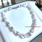 Aaaaa 17  7 5   30mm Real South Sea Baroque White Pearl Necklace Bracelet Sets