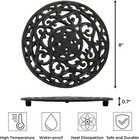 2 Pack Cast Iron Trivet  8 Inch Round Metal Trivets With Rubber Feet Caps  