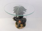 Vtg Elephant 8 5  H Glass Top Sculpture End Table   Side Table Collectible