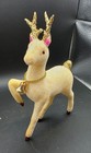 Vintage Mcm Flocked Reindeer Deer Figurine Glitter Antlers Retro Christmas Decor