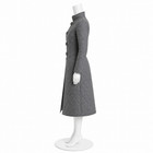 Grey Medieval Quilted Long Coat High Collar Buckle Gothic Larp Costume