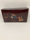 Vintage Asian Black Lacquer Mother Of Pearl Inlay Jewelry Box 9x5x2 