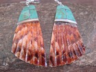 Native American Turquoise Inlay Dangle Shell Earrings - Aguilar