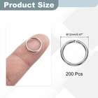 200 Pcs Open Jump Rings  12mm Split Metal Ring 1 2mm Thick Connect  Rhodium