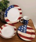 16 Pc Sakura Warren Kimble Colonial Dinnerware Plates  Bowls  Mugs Used Once box