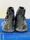 Antique Black Leather Baby Shoes With Buttons