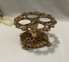 Vtg  Filigree Footed Lipstick Holder Hollywood Regency Gold-tone 4 Tube Holder
