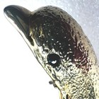 Vtg Porpoise Dolphin Figural Shoulder Brooch 4  Gold Tone Rhinestone Nautical