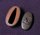 Antique  Shakudo Fuchi Kashira Goto School Water Buffalo Design W  Box  From Jp