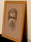 Vtg 11  X 15   Framed William Weintraub American Pen   Ink Drawing - Israeli Boy
