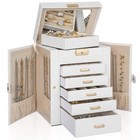 Elegant 6-tier Jewelry Box With Mirror - 5 Drawer Organizer For Rings   More