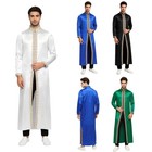 Us Mens Gown Clergy Muslim Robe Baptismal Costumes Satiny Thobe Church Front Zip