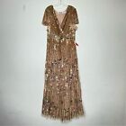 Mac Duggal 5637 Size 16 Sequin Flounce Sleeve Mother Of The Bride Gown  Copper