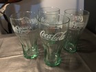 Coca Cola   Cracker Barrel Old Country Store 7  Glass Set- 20oz Green Glass
