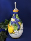 Tuscany Italian Pottery Lemons Pomegranate Olive Oil Bottle Dispenser 13 Oz