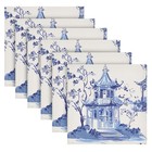 Cloth Napkins Set Of 6 Vintage Pagodas Chinoiserie 20x20 Inch 