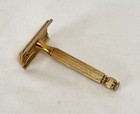Vintage 1940s Gold Gillette Tech Safety Razor With Blue Blades   Box