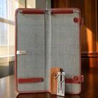 Vtg Skytex Leather Folding Necktie Travel Case Houndstooth Hanger Tie Holder 