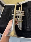 Vintage Bundy Cornet Silver Plated Vincent Bach Design W  Mouthpiece   Case