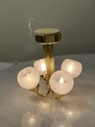 Dollhouse Miniature 4 Arm Brass Electric Chandalier W frosted Globes 1 12