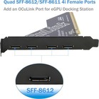 Pcie To Oculink Adapter  4-port  pcie 4 0 X16 To Sff-8612  sff-8611 Female  Card