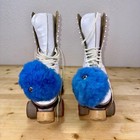 Vintage Bronze Medal 324 Roller Skates 7 5 Chicago Plates Fo-mac Wheels Pom Poms