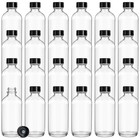 24 Pack Clear Boston Round With Black Poly Cone Cap  4 Oz Clear Glass Bottles   