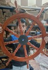 Nautical 36 Inch Antique Teak Brass Pirate Ship s Big Steering Wooden Wheel Gift