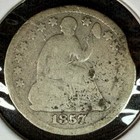 1857  p  Seated Liberty Half Dime - Good Details - Free Shipping