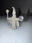 Vintage Spoontiques Wizard Holding A Staff And Crystal Ball  Pewter -lr