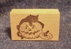 New Happy Halloween Cat On A Pumpkin Rubber Art Stamp