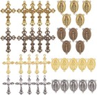 Tibetan Style Rosary Cross Charms And Center Miraculous Medal Easter Vintage    