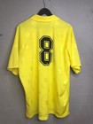 Rare Vintage Saam Football Shirt  8 Yellow Retro Jersey Shiny Fabric Size L xl