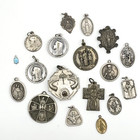 Religious Jewelry Lot - Vintage Crosses Medals Pins   Pendants - 43 Pieces