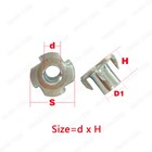 1 4  5 16  3 8  Zinc Plated Steel 4 Prongs T Nut Tee Nuts Furniture Wood Insert