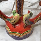 Vintage Mexican Tree Of Life Pottery Candelabra Sculpture Hand Painted Flowers