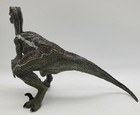 2005 Papo Velociraptor Raptor W moveable Jaw Dinosaur Brown   Green Figure 