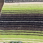 Vtg Mexican Lime Green Black Woven Blanket Striped Pattern Fringed 65   x42   