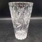 Vintage Cut Crystal Bud Vase Starburst Fan Pattern Heavy Clear Glass